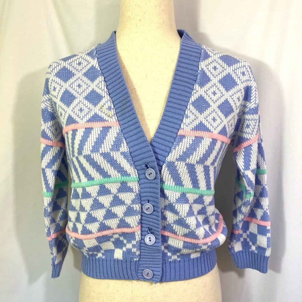 Girl’s Vintage 80’s RJ Pumpkin V Neck Cardigan Sweater Medium Large 12 14